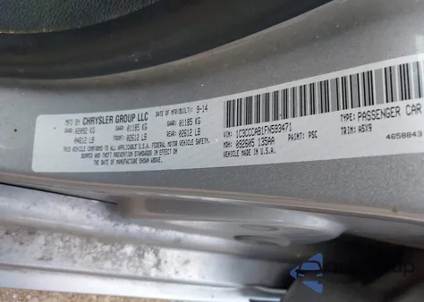 2015 Chrysler 200 Limited z USA, uszkodzony, nr VIN 1C3CCCAB1FN593471